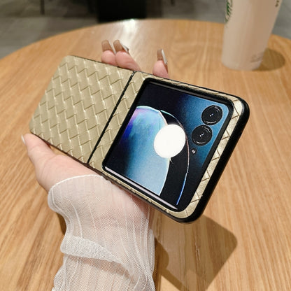 For Motorola Razr 50 Woven Texture Folding PU Phone Case(Gold) by buy2fix