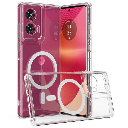 For Motorola Edge 50 Fusion / G96 5G MagSafe Clear Acrylic PC Hybrid TPU Phone Case(Transparent)