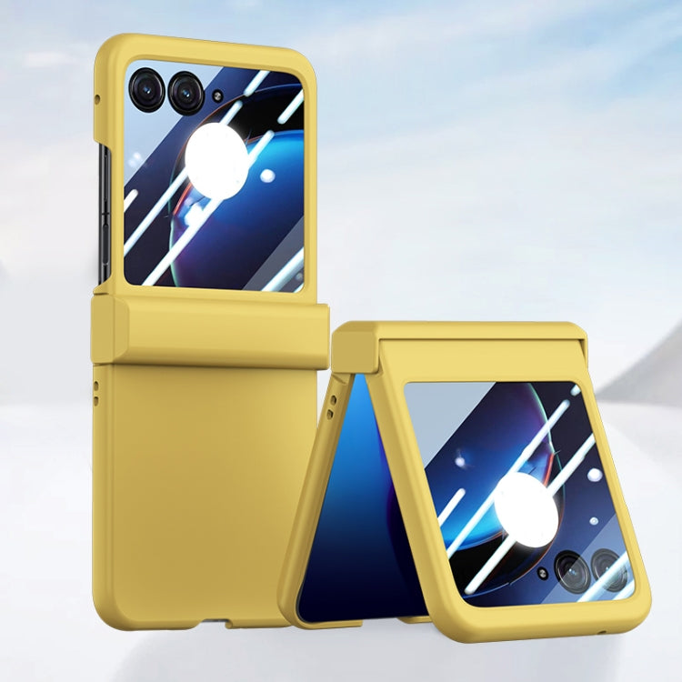 For Motorola Razr 50 Three-stage Integrated PC Skin Feel Shockproof Phone Case(Lemon Yellow) by buy2fix