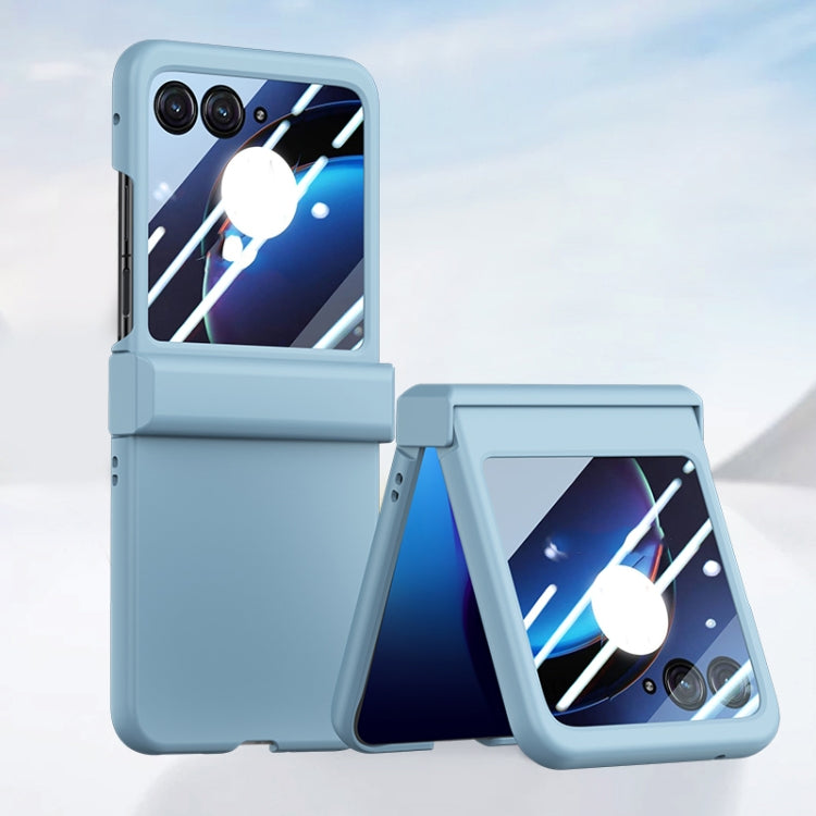 For Motorola Razr 50 Three-stage Integrated PC Skin Feel Shockproof Phone Case(Sky Blue) by buy2fix