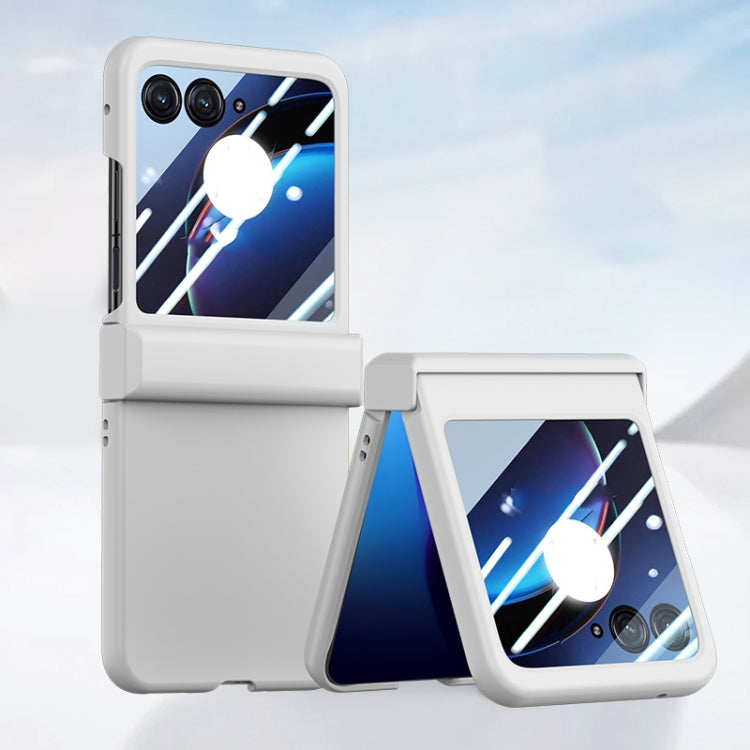 For Motorola Razr 50 Three-stage Integrated PC Skin Feel Shockproof Phone Case(White) by buy2fix