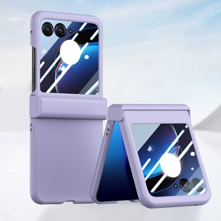 For Motorola Razr 50 Three-stage Integrated PC Skin Feel Shockproof Phone Case(Purple) by buy2fix