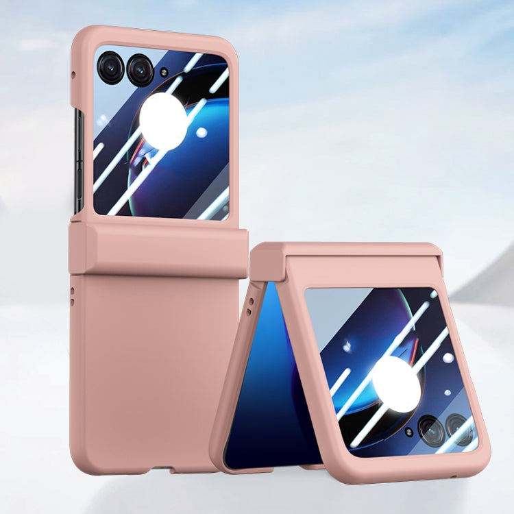 For Motorola Razr 50 Three-stage Integrated PC Skin Feel Shockproof Phone Case(Pink) by buy2fix