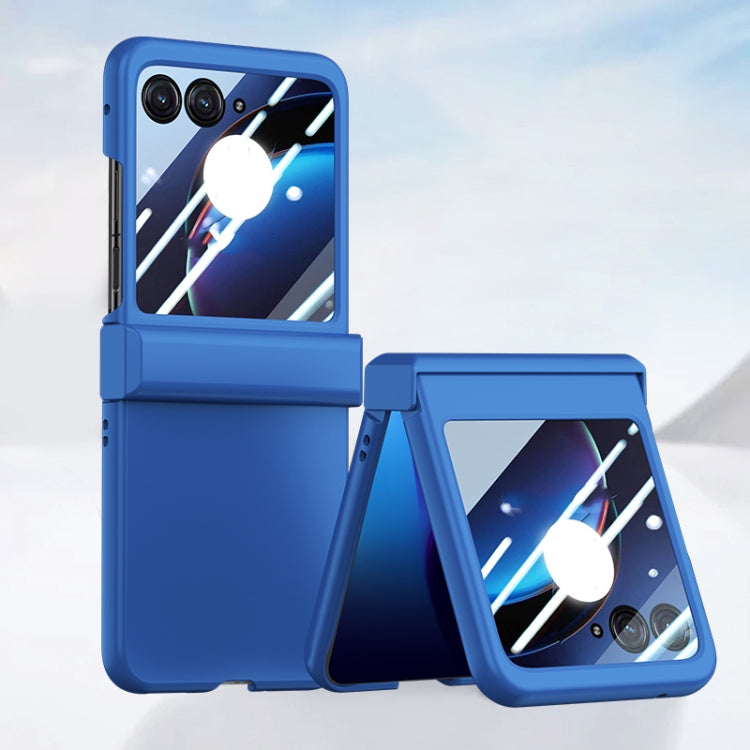 For Motorola Razr 50 Three-stage Integrated PC Skin Feel Shockproof Phone Case(Blue) by buy2fix
