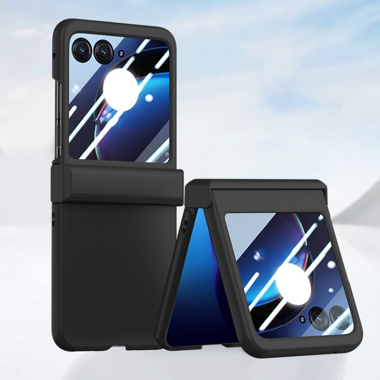 For Motorola Razr 50 Three-stage Integrated PC Skin Feel Shockproof Phone Case(Black) by buy2fix