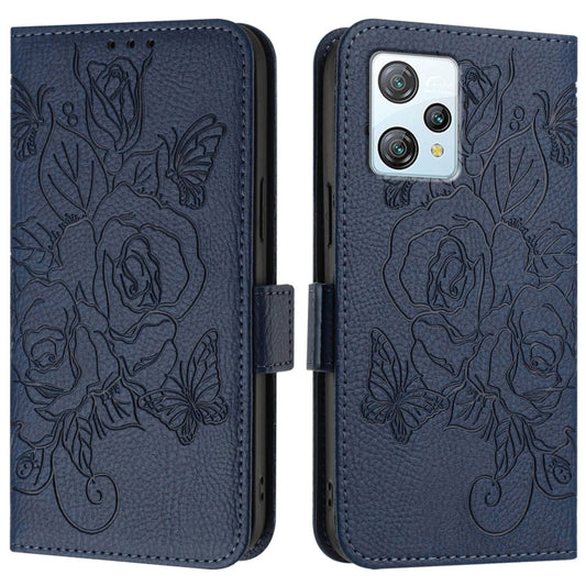 For Blackview A53 Embossed Rose RFID Anti-theft Leather Phone Case(Dark Blue) by buy2fix