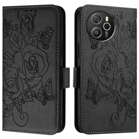For Blackview Shark 8 Embossed Rose RFID Anti-theft Leather Phone Case(Black) by buy2fix