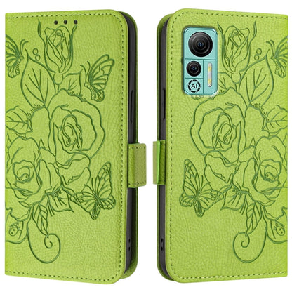 For Ulefone Note 14 Embossed Rose RFID Anti-theft Leather Phone Case(Green) by buy2fix