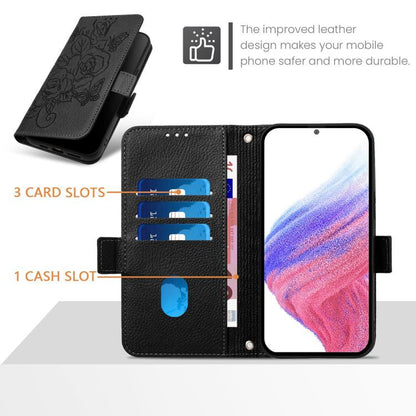 For Google Pixel 10 5G / 10 Pro 5G Global Embossed Rose RFID Anti-theft Leather Phone Case(Black) - Google Cases by buy2fix | Online Shopping UK | buy2fix