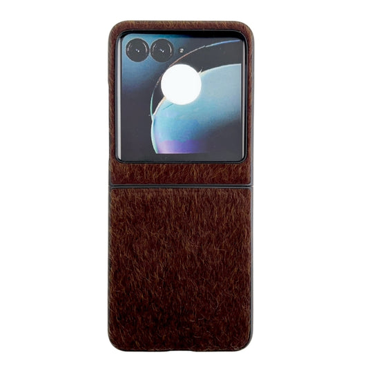 For Motorola Razr 50 Mink Plush PC Phone Case(Coffee) - Motorola Cases by buy2fix | Online Shopping UK | buy2fix