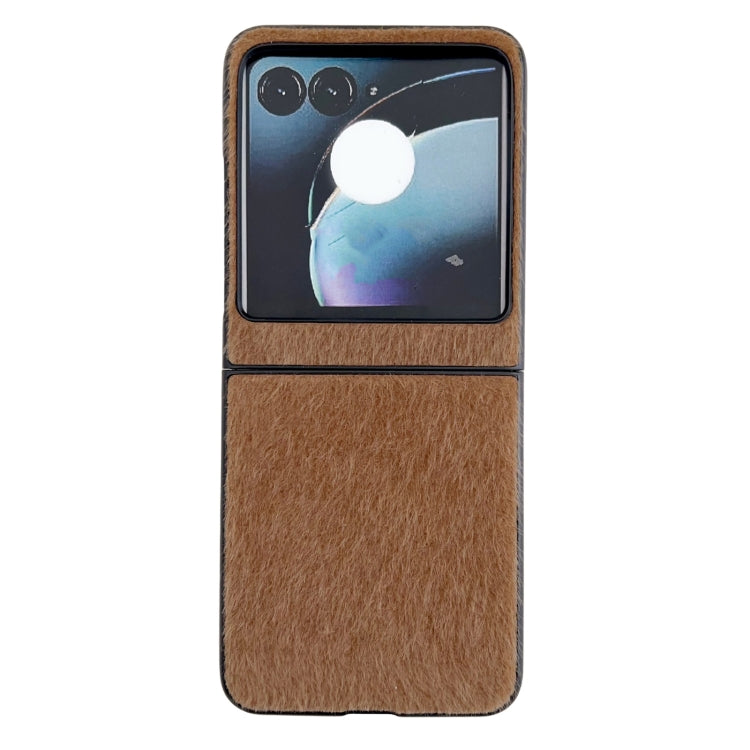 For Motorola Razr 50 Mink Plush PC Phone Case(Brown) - Motorola Cases by buy2fix | Online Shopping UK | buy2fix