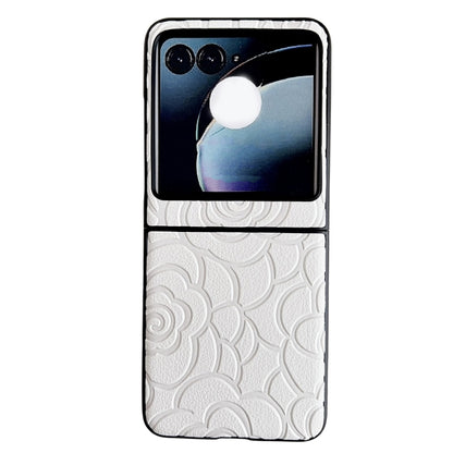 For Motorola Razr 50 Impression Flower Pattern Protective Phone Case(White) by buy2fix