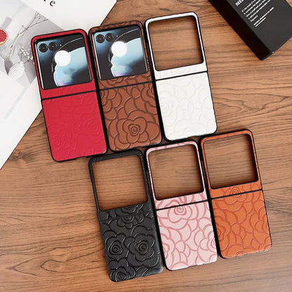 For Motorola Razr 50 Impression Flower Pattern Protective Phone Case(White) by buy2fix