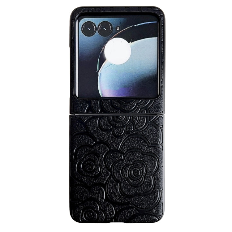 For Motorola Razr 50 Impression Flower Pattern Protective Phone Case(Black) by buy2fix