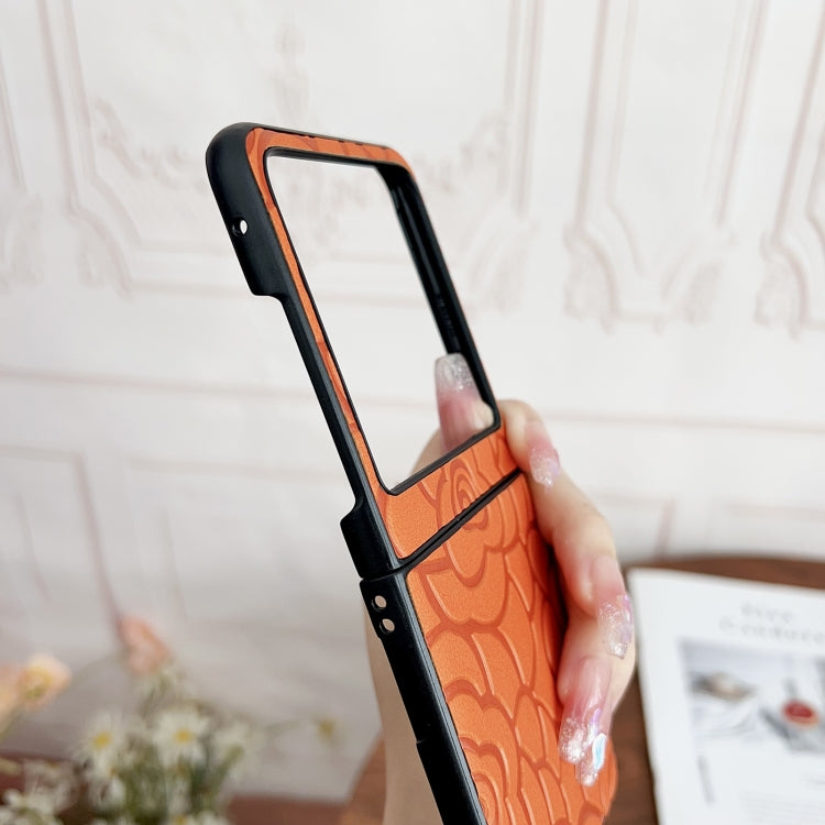 For Motorola Razr 50 Impression Flower Pattern Protective Phone Case(Brown) by buy2fix