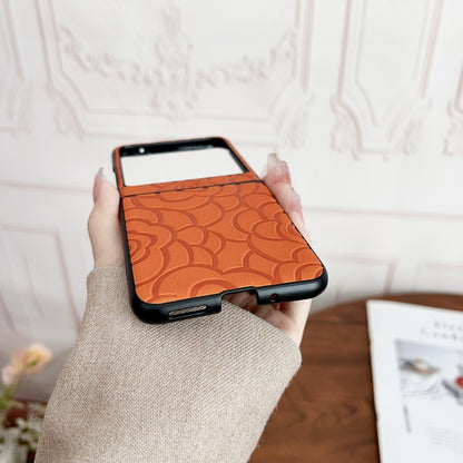 For Motorola Razr 50 Impression Flower Pattern Protective Phone Case(Brown) by buy2fix