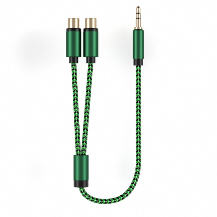 3.5mm Male to 2 RCA Female Audio Cable Amplifier Connector, Length:3m(Green) - RCA Cable by buy2fix | Online Shopping UK | buy2fix