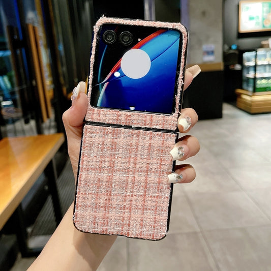For Motorola Razr 50 Fabric Folding PC Phone Case(Pink) by buy2fix