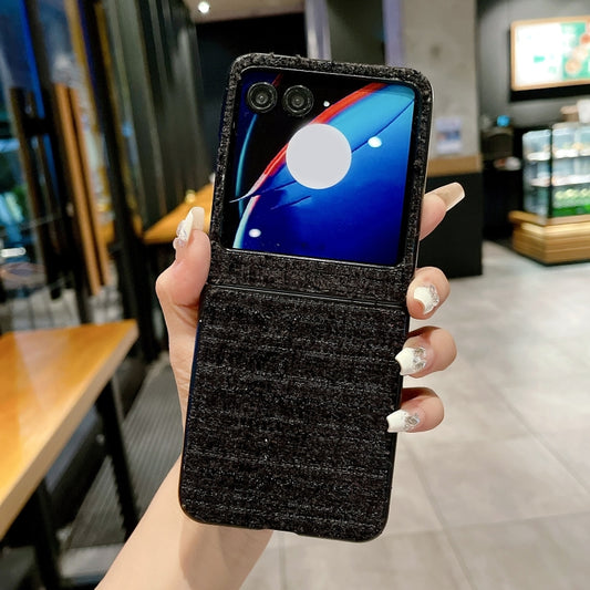 For Motorola Razr 50 Fabric Folding PC Phone Case(Black) by buy2fix