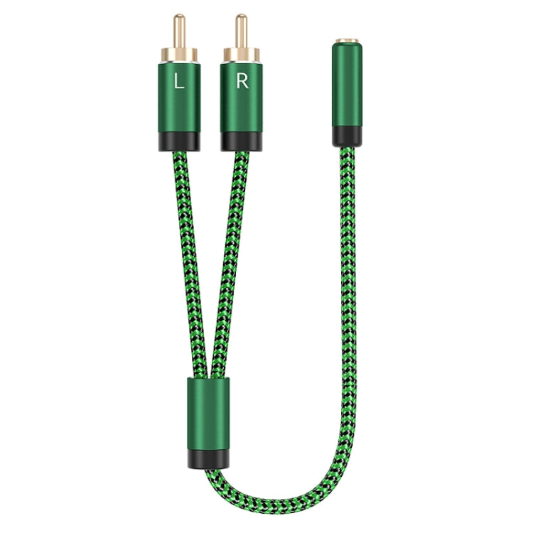 3.5mm Female to 2 RCA Male Audio Cable Amplifier Connector, Length:0.5m(Green) - RCA Cable by buy2fix | Online Shopping UK | buy2fix