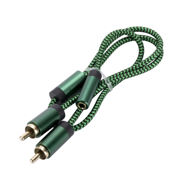 3.5mm Female to 2 RCA Male Audio Cable Amplifier Connector, Length:0.5m(Green) - RCA Cable by buy2fix | Online Shopping UK | buy2fix