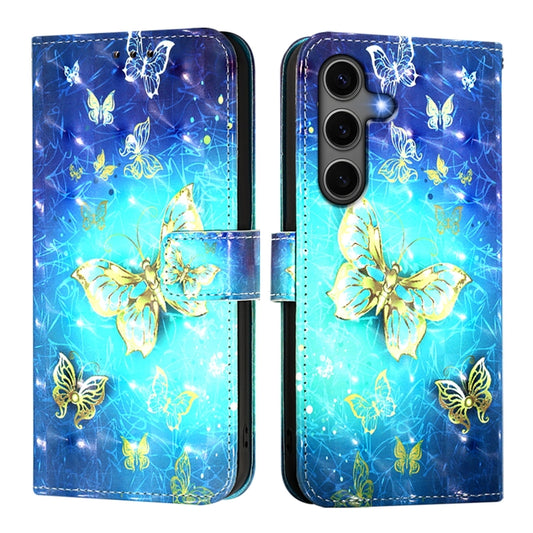 For Samsung Galaxy S25+ 5G 3D Painting Horizontal Flip Leather Phone Case(Golden Butterfly) by buy2fix