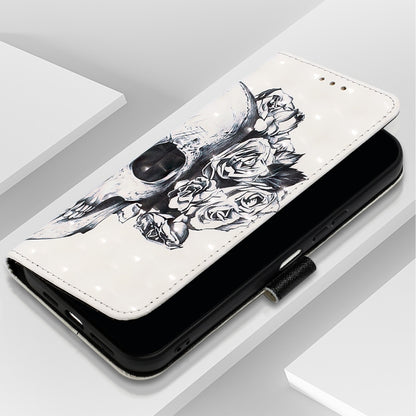 For Samsung Galaxy S25+ 5G 3D Painting Horizontal Flip Leather Phone Case(Skull) by buy2fix