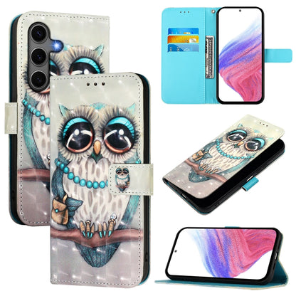 For Samsung Galaxy S25+ 5G 3D Painting Horizontal Flip Leather Phone Case(Grey Owl) by buy2fix