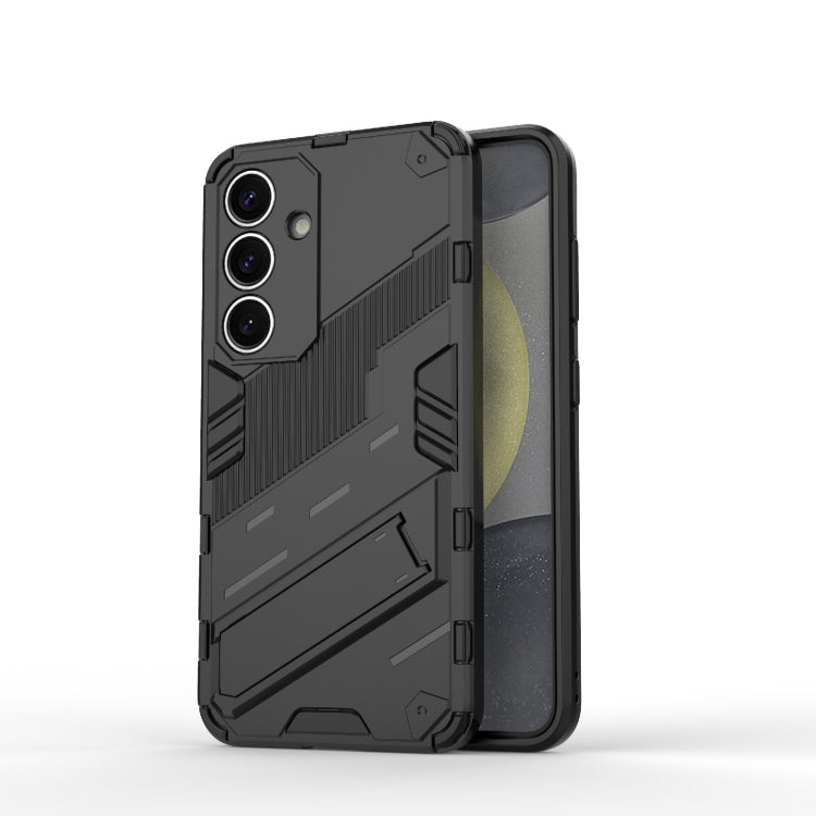 For Samsung Galaxy S25 5G Punk Armor 2 in 1 PC + TPU Shockproof Phone Case with Invisible Holder(Black) by buy2fix
