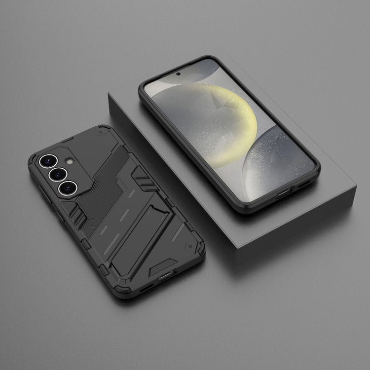 For Samsung Galaxy S25 5G Punk Armor 2 in 1 PC + TPU Shockproof Phone Case with Invisible Holder(Black) by buy2fix