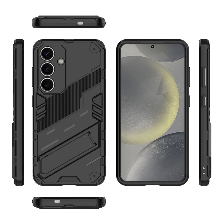 For Samsung Galaxy S25 5G Punk Armor 2 in 1 PC + TPU Shockproof Phone Case with Invisible Holder(Black) by buy2fix
