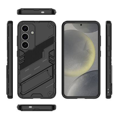 For Samsung Galaxy S25 5G Punk Armor 2 in 1 PC + TPU Shockproof Phone Case with Invisible Holder(Black) by buy2fix