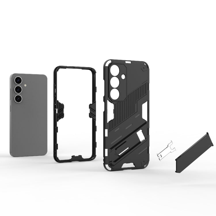For Samsung Galaxy S25 5G Punk Armor 2 in 1 PC + TPU Shockproof Phone Case with Invisible Holder(Black) by buy2fix