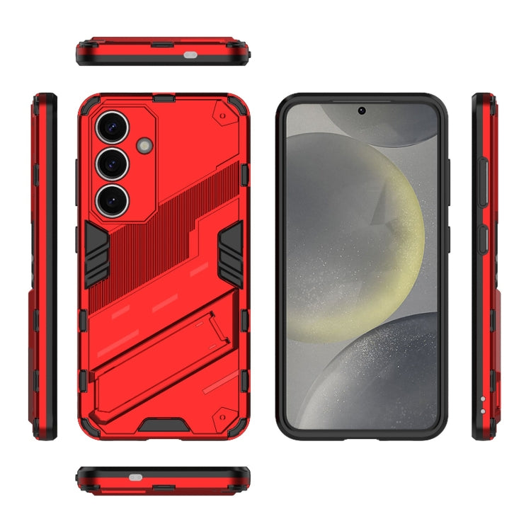 For Samsung Galaxy S25 5G Punk Armor 2 in 1 PC + TPU Shockproof Phone Case with Invisible Holder(Red) - Galaxy S25 5G Cases by buy2fix | Online Shopping UK | buy2fix