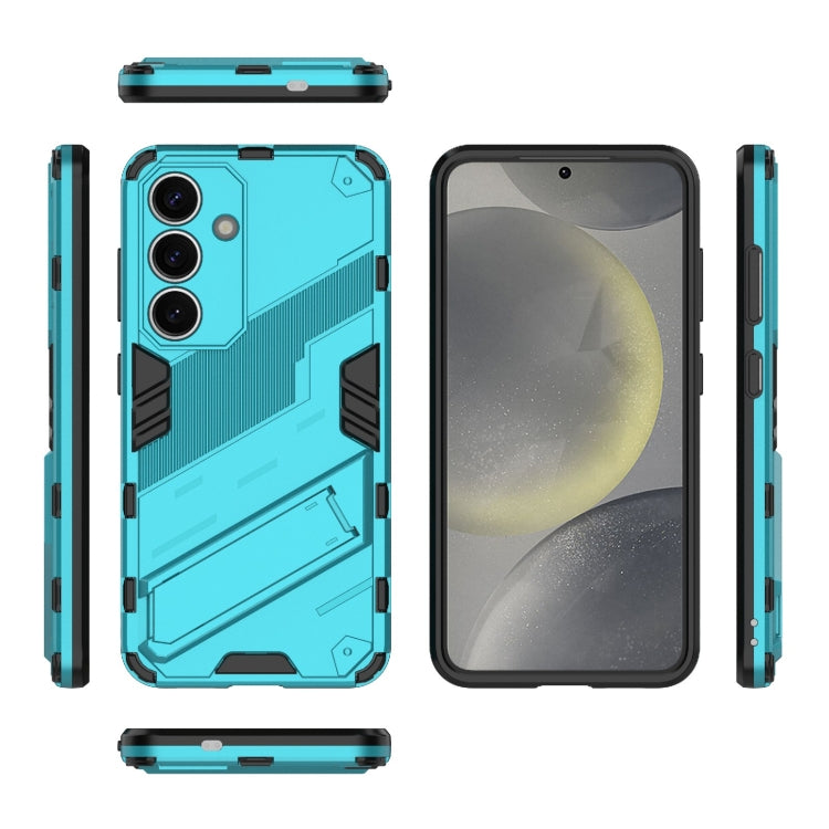 For Samsung Galaxy S25 5G Punk Armor 2 in 1 PC + TPU Shockproof Phone Case with Invisible Holder(Blue) - Galaxy S25 5G Cases by buy2fix | Online Shopping UK | buy2fix