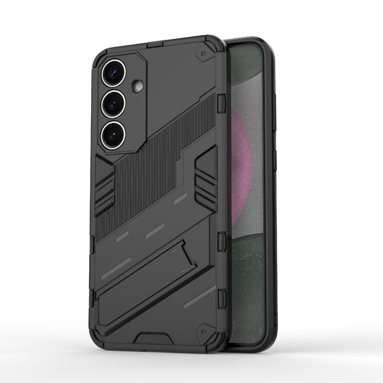 For Samsung Galaxy S25+ 5G Punk Armor 2 in 1 PC + TPU Shockproof Phone Case with Invisible Holder(Black) - Galaxy S25+ 5G Cases by buy2fix | Online Shopping UK | buy2fix