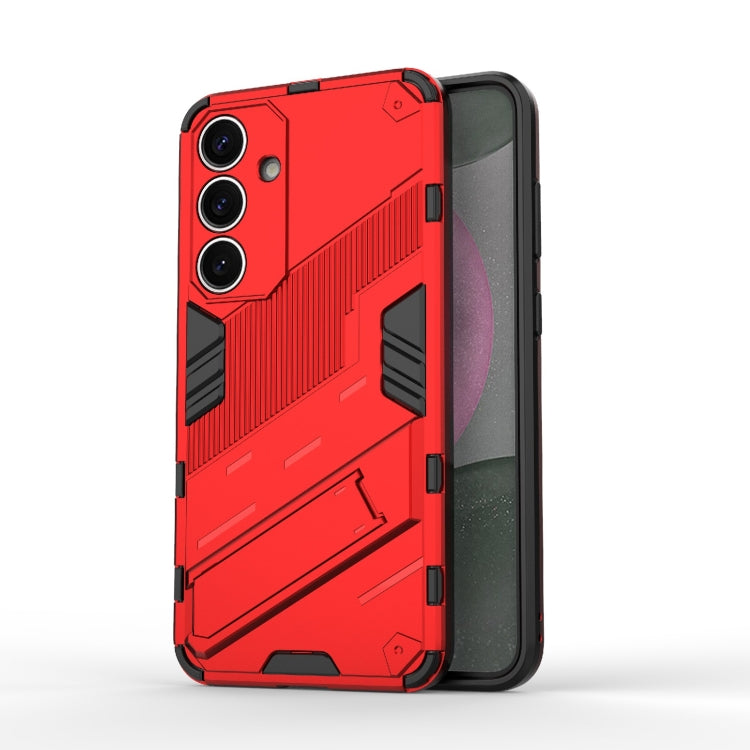 For Samsung Galaxy S25+ 5G Punk Armor 2 in 1 PC + TPU Shockproof Phone Case with Invisible Holder(Red) - Galaxy S25+ 5G Cases by buy2fix | Online Shopping UK | buy2fix