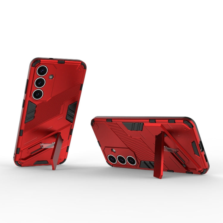 For Samsung Galaxy S25+ 5G Punk Armor 2 in 1 PC + TPU Shockproof Phone Case with Invisible Holder(Red) - Galaxy S25+ 5G Cases by buy2fix | Online Shopping UK | buy2fix