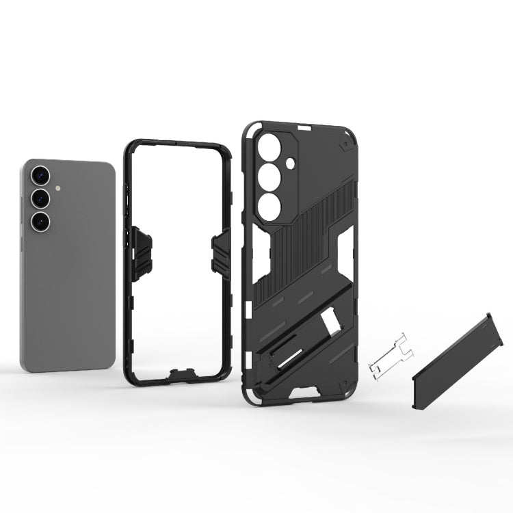 For Samsung Galaxy S25+ 5G Punk Armor 2 in 1 PC + TPU Shockproof Phone Case with Invisible Holder(Grey) - Galaxy S25+ 5G Cases by buy2fix | Online Shopping UK | buy2fix