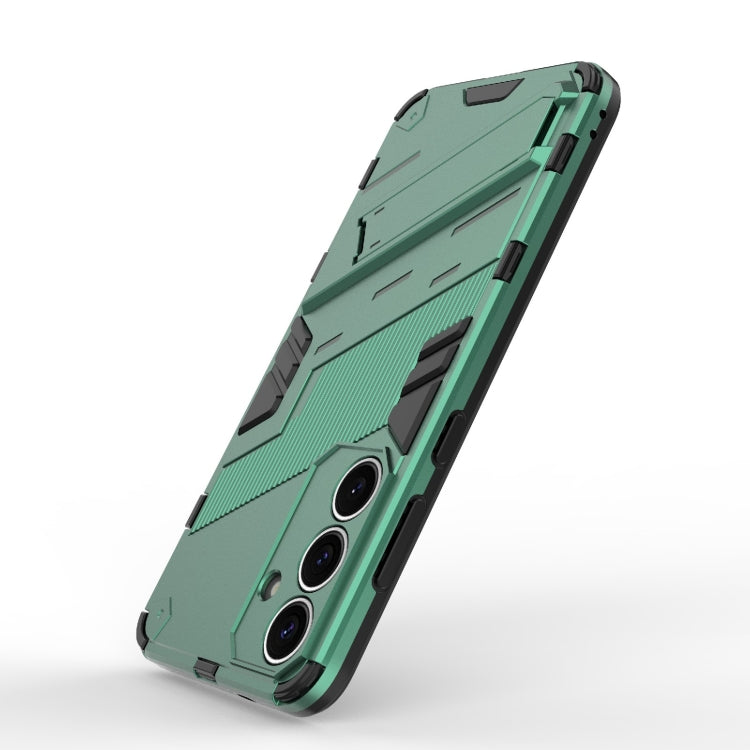 For Samsung Galaxy S25+ 5G Punk Armor 2 in 1 PC + TPU Shockproof Phone Case with Invisible Holder(Green) - Galaxy S25+ 5G Cases by buy2fix | Online Shopping UK | buy2fix