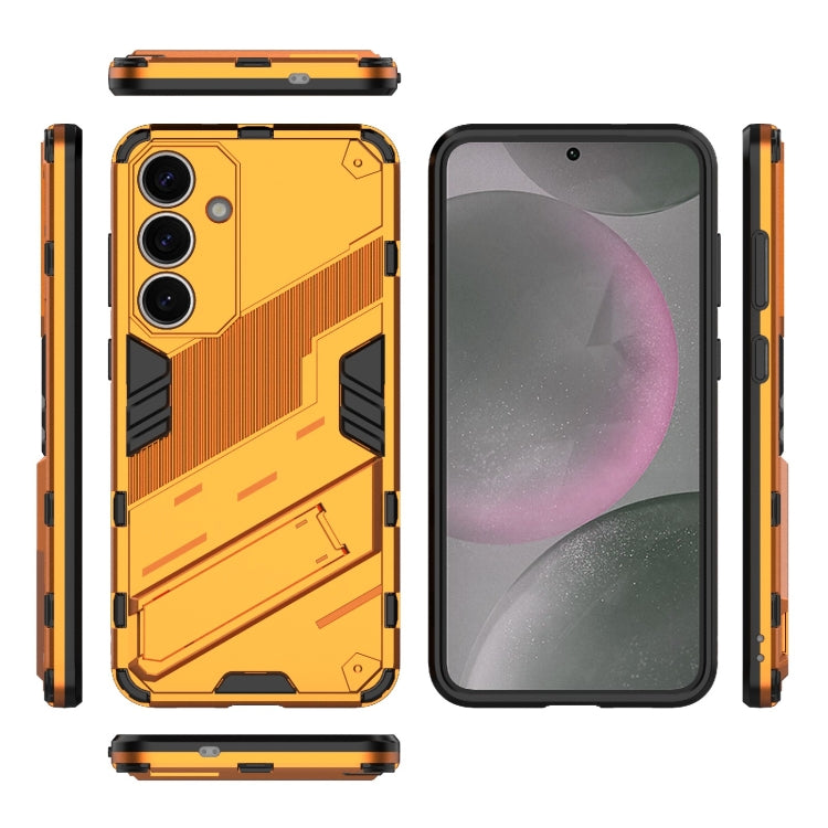 For Samsung Galaxy S25+ 5G Punk Armor 2 in 1 PC + TPU Shockproof Phone Case with Invisible Holder(Orange) - Galaxy S25+ 5G Cases by buy2fix | Online Shopping UK | buy2fix