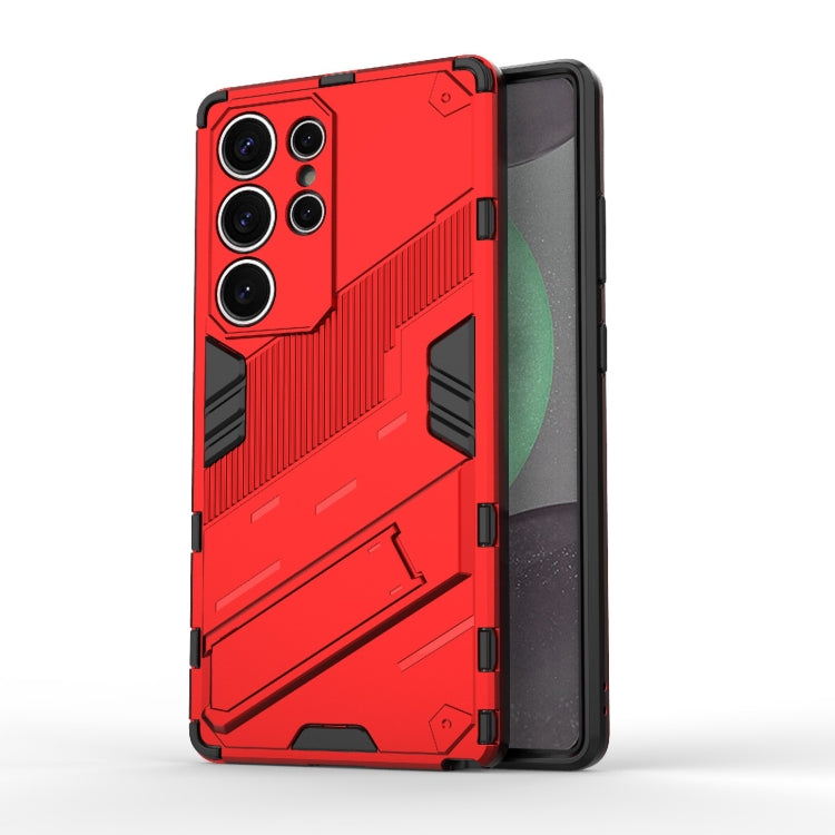 For Samsung Galaxy S25 Ultra 5G Punk Armor 2 in 1 PC + TPU Shockproof Phone Case with Invisible Holder(Red) - Galaxy S25 Ultra 5G Cases by buy2fix | Online Shopping UK | buy2fix