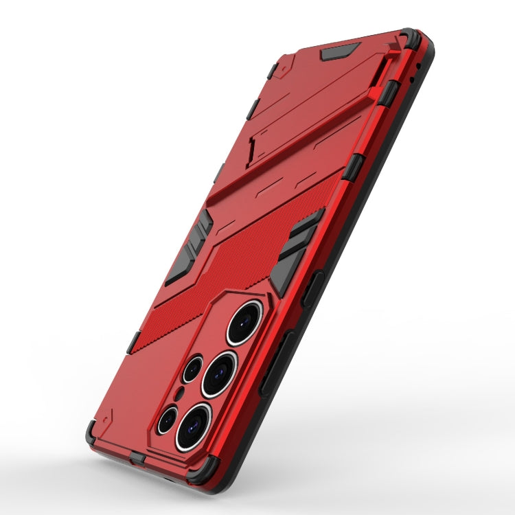 For Samsung Galaxy S25 Ultra 5G Punk Armor 2 in 1 PC + TPU Shockproof Phone Case with Invisible Holder(Red) - Galaxy S25 Ultra 5G Cases by buy2fix | Online Shopping UK | buy2fix