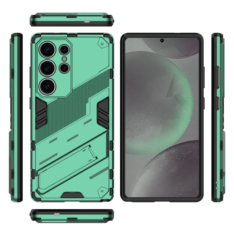 For Samsung Galaxy S25 Ultra 5G Punk Armor 2 in 1 PC + TPU Shockproof Phone Case with Invisible Holder(Green) by buy2fix