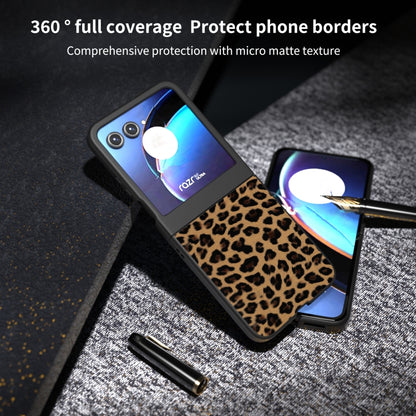 For Motorola Razr 50 Black Edge Leopard Phone Case(Leopard Print) by buy2fix