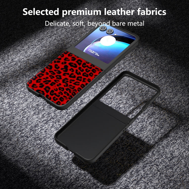 For Motorola Razr 50 Black Edge Leopard Phone Case(Red Leopard) by buy2fix