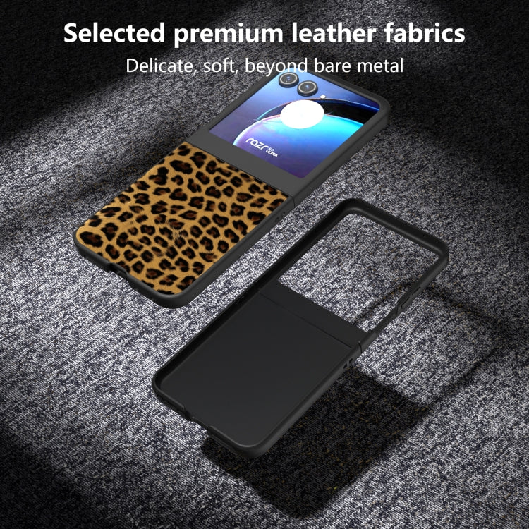 For Motorola Razr 50 Black Edge Leopard Phone Case(Gold Leopard) by buy2fix