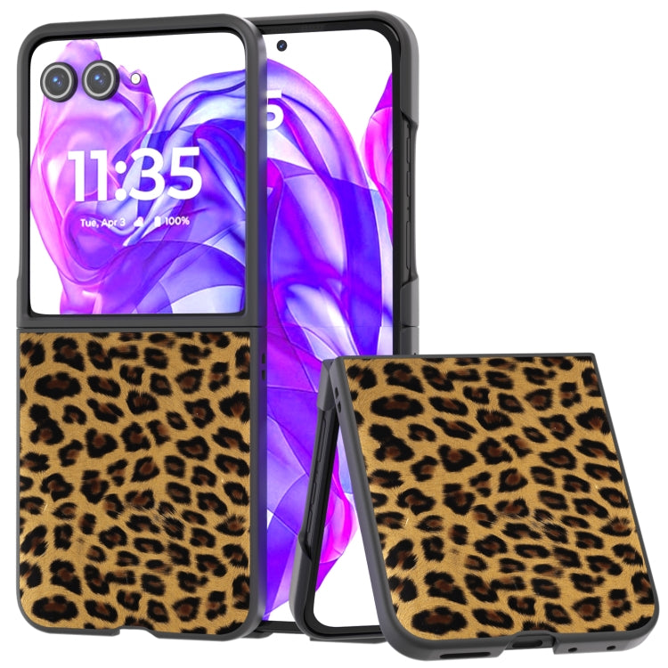 For Motorola Razr 50 Ultra Black Edge Leopard Phone Case(Leopard Print) by buy2fix