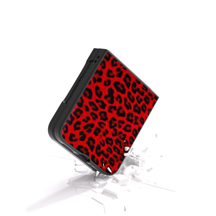 For Motorola Razr 50 Ultra Black Edge Leopard Phone Case(Red Leopard) by buy2fix