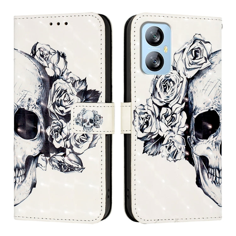 For Blackview A52 3D Painting Horizontal Flip Leather Phone Case(Skull) - More Brand by buy2fix | Online Shopping UK | buy2fix